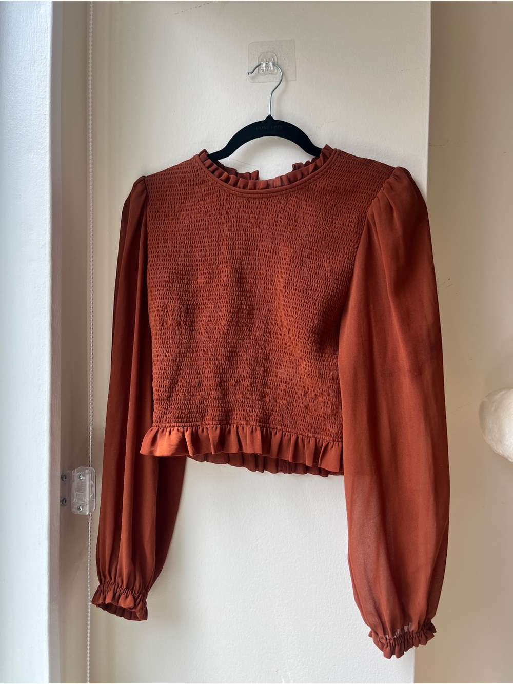 Wilfred Rust Smocked Ruffle Blouse